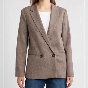 Mango MNG Houndstooth Check Double Breasted Blazer Jacket XXL NWT $100
